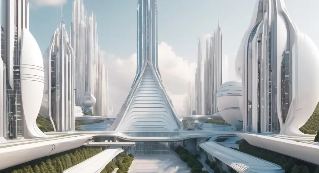 Futuristic city bridge