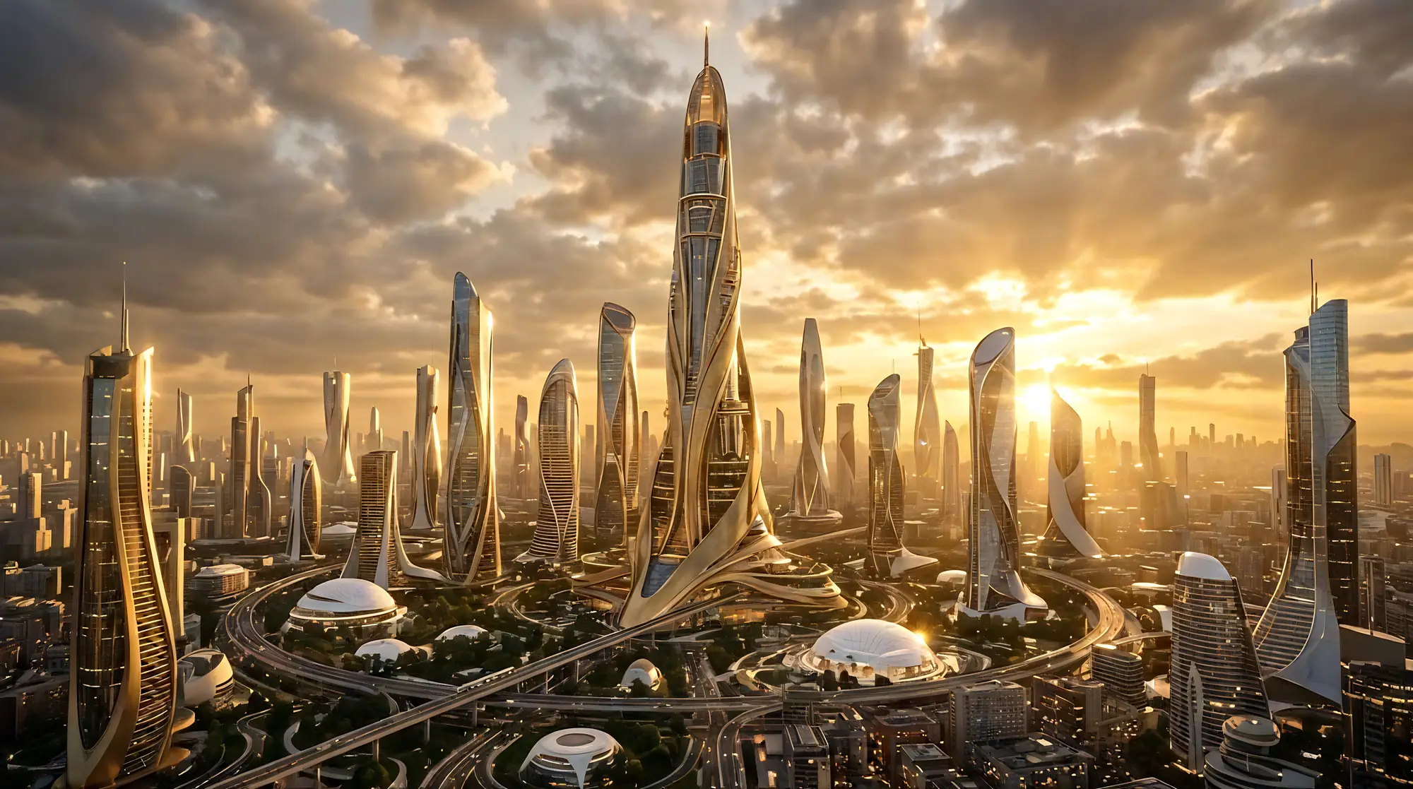 The golden city at sunrise